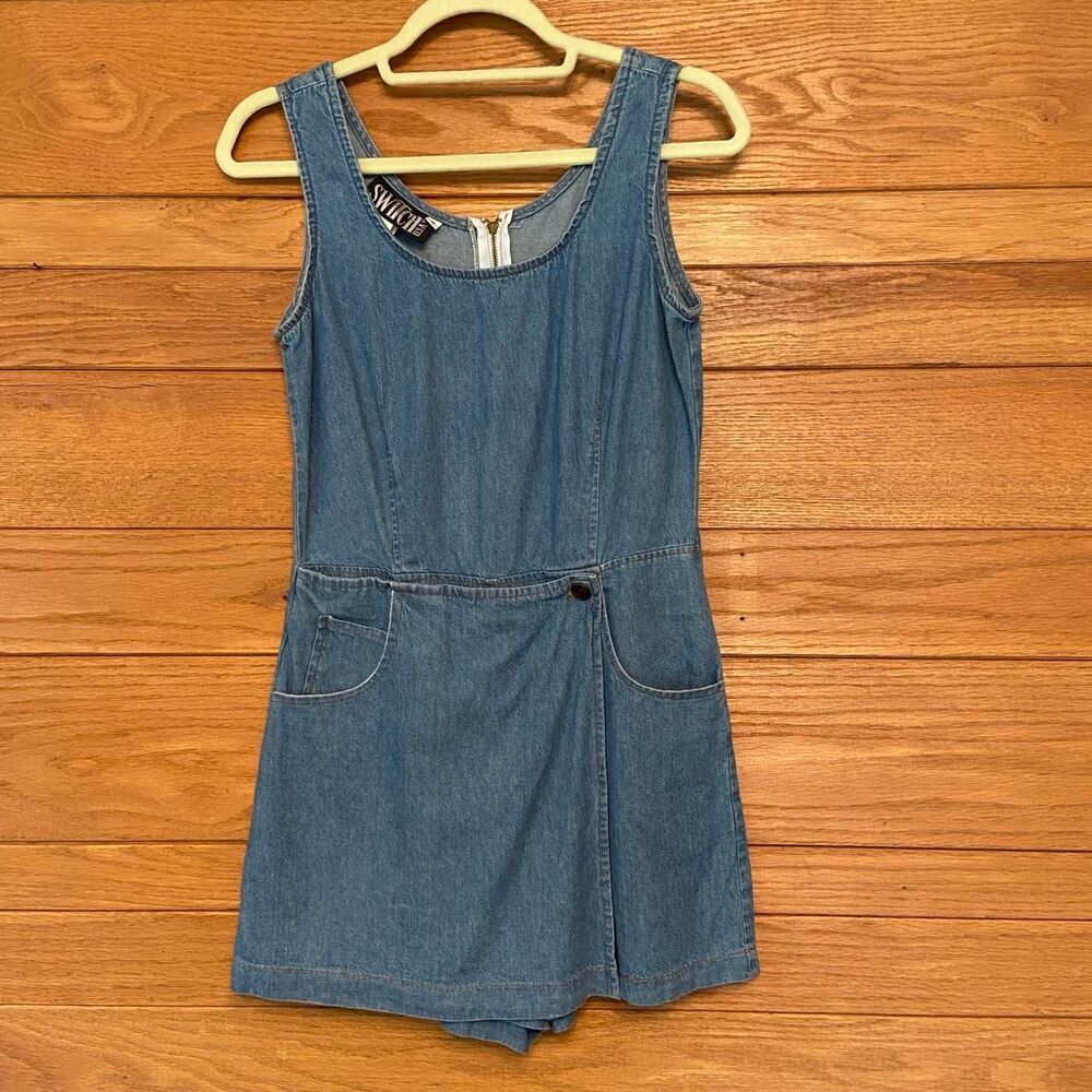 Vintage 1990s Switch USA denim skort overall romper dress